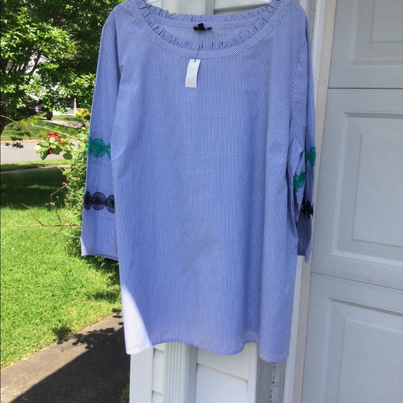 NWT Talbots Pretty Blue White Striped Fun Lace - Picture 4 of 5